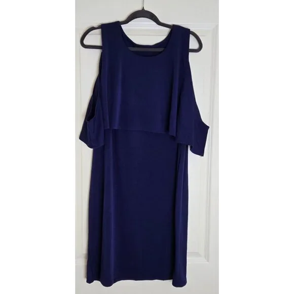 Cold Shoulder Navy Blue Womens Dress - Picture 1 of 6
